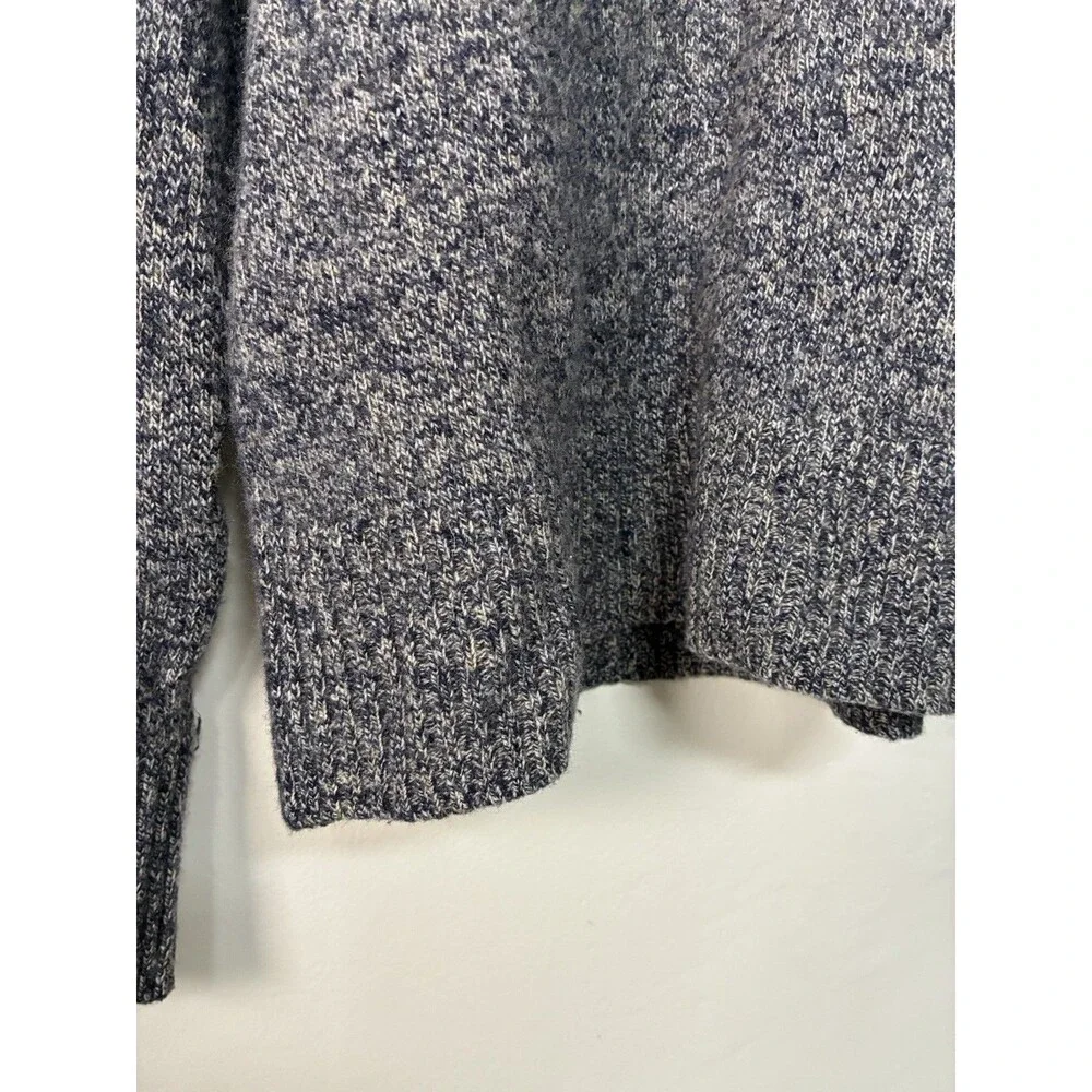 J Crew Sweater Men’s Large Rugged Marino Blue Gray Knit Pullover Casual Preppy